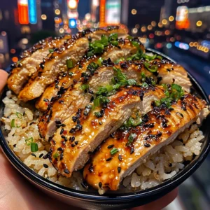 Sweet and Spicy Chicken Rice Bowls with Ginger Soy Sauce