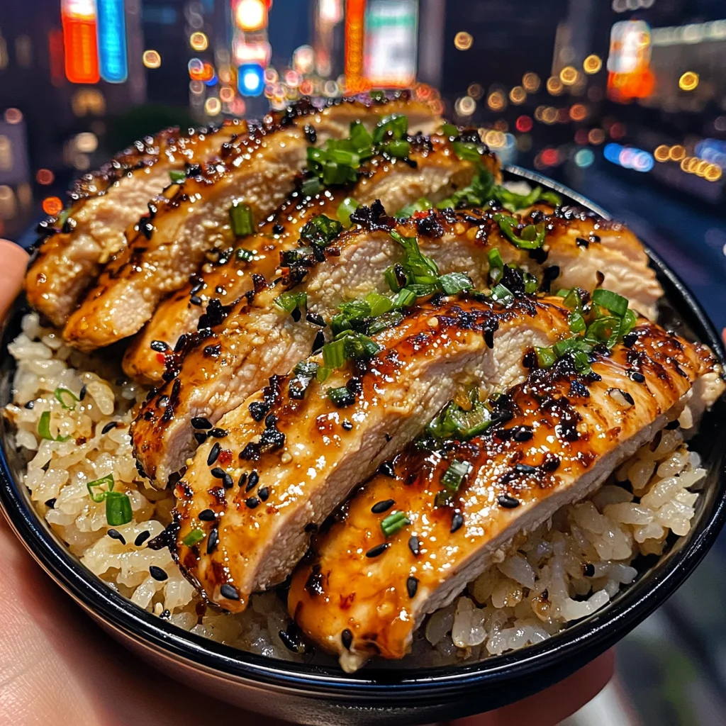 Sweet and Spicy Chicken Rice Bowls with Ginger Soy Sauce