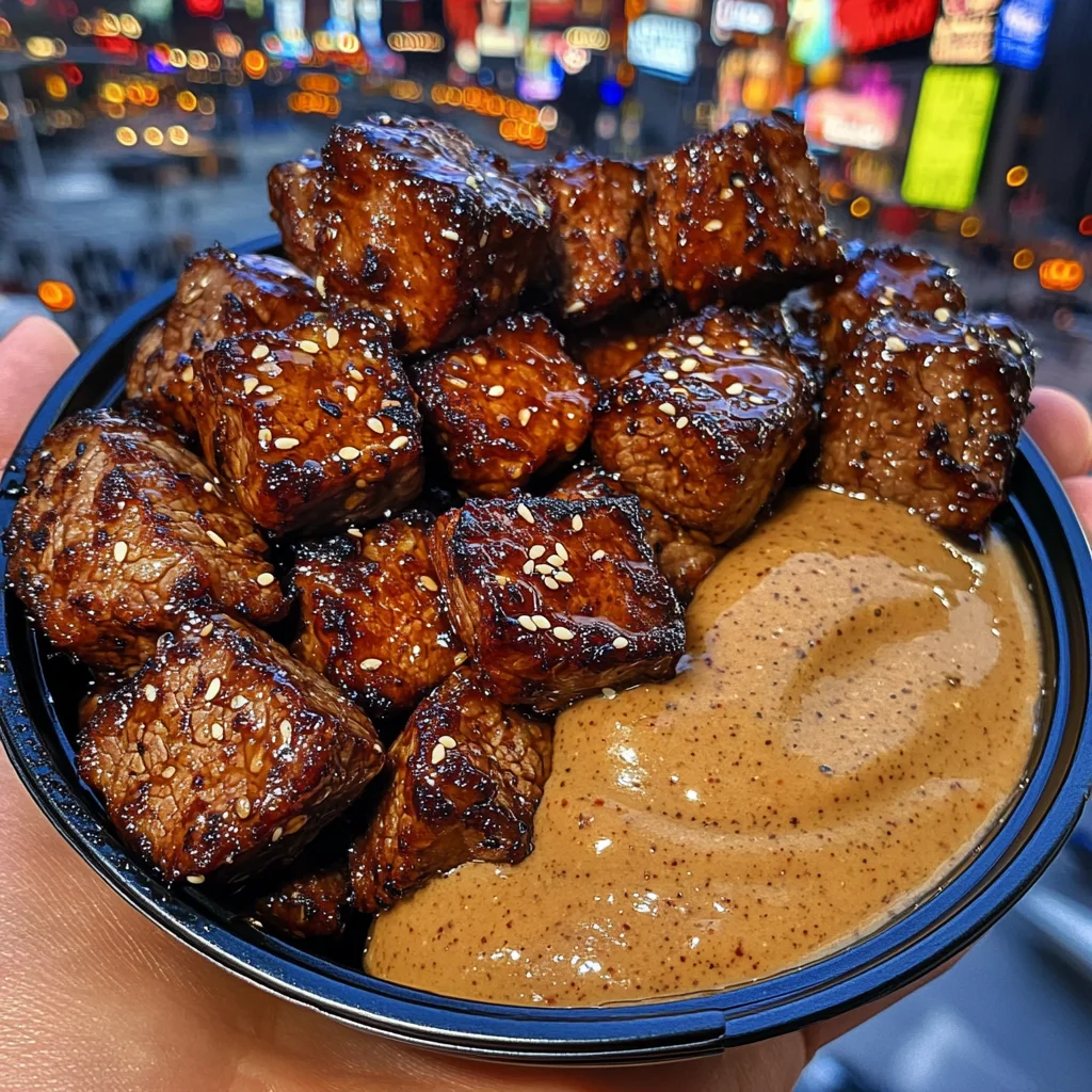 Teriyaki Beef Cubes with Sesame Honey Dipping Sauce