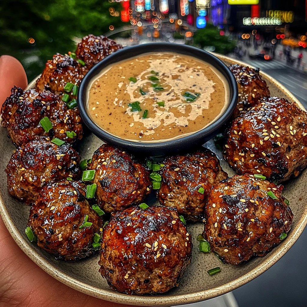 Teriyaki Beef Meatballs with Sesame Ginger Dipping Sauce