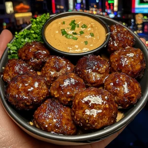 Teriyaki Beef Meatballs with Spicy Peanut Dipping Sauce