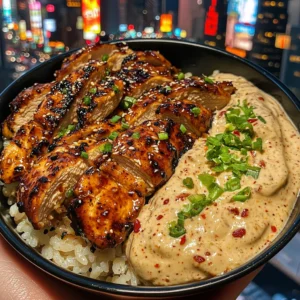 Teriyaki Chicken Rice Bowls with Chili Lime Cream