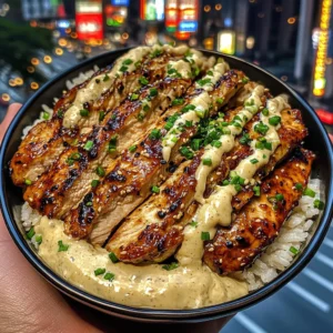 Teriyaki Chicken Rice Bowls with Ginger Garlic Cream