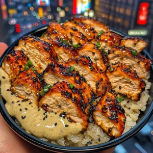 Teriyaki Chicken Rice Bowls with Spicy Ginger Mayo