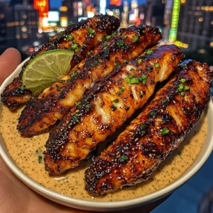 Teriyaki Cod Strips with Sesame Lime Dip