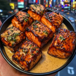 Teriyaki Glazed Salmon Bites with Creamy Citrus Sauce