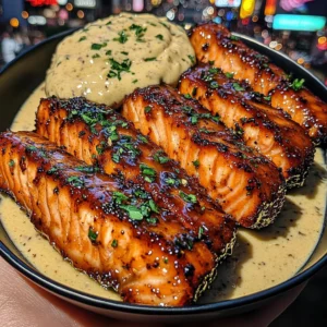 Teriyaki Glazed Salmon Strips with Creamy Pineapple Dip