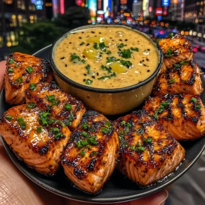 Teriyaki Salmon Bites with Creamy Pineapple Dip