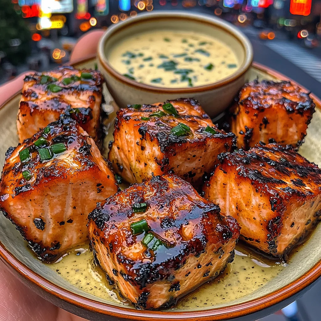 Teriyaki Salmon Bites with Lemon Ginger Dip