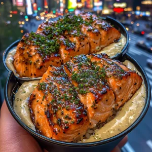 Teriyaki Salmon Rice Bowls with Ginger Lime Cream