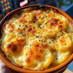 Bubbly, Crispy Potato Gratin with Parmesan & Gruyere
