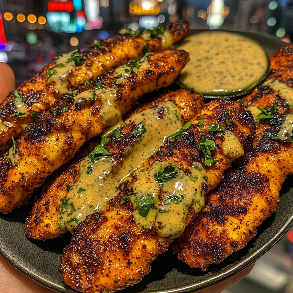 Cajun Chicken Strips with Cool Lime Sauce