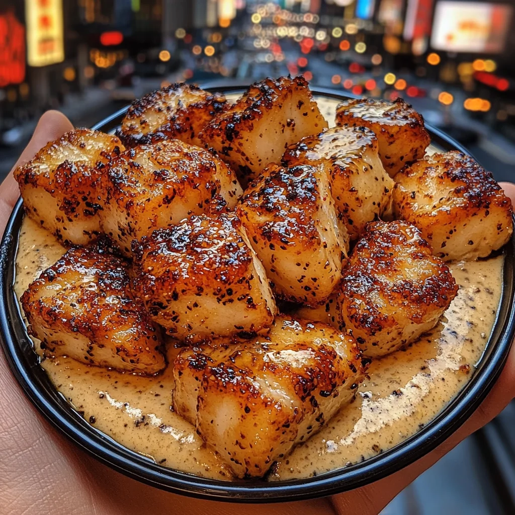 Crispy Fish Cubes with Lemon Pepper Cream