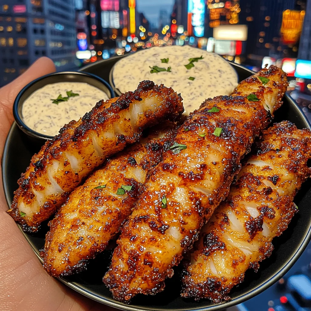 Crispy Garlic Cod Strips with Creamy Tartar Dip