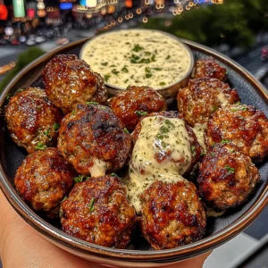 Crispy Garlic Meatballs with Herb Dip