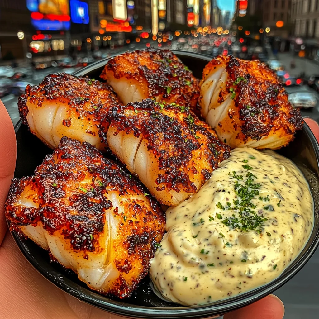 Crispy Lemon Garlic Cod Bites with Herb Mayo Dip