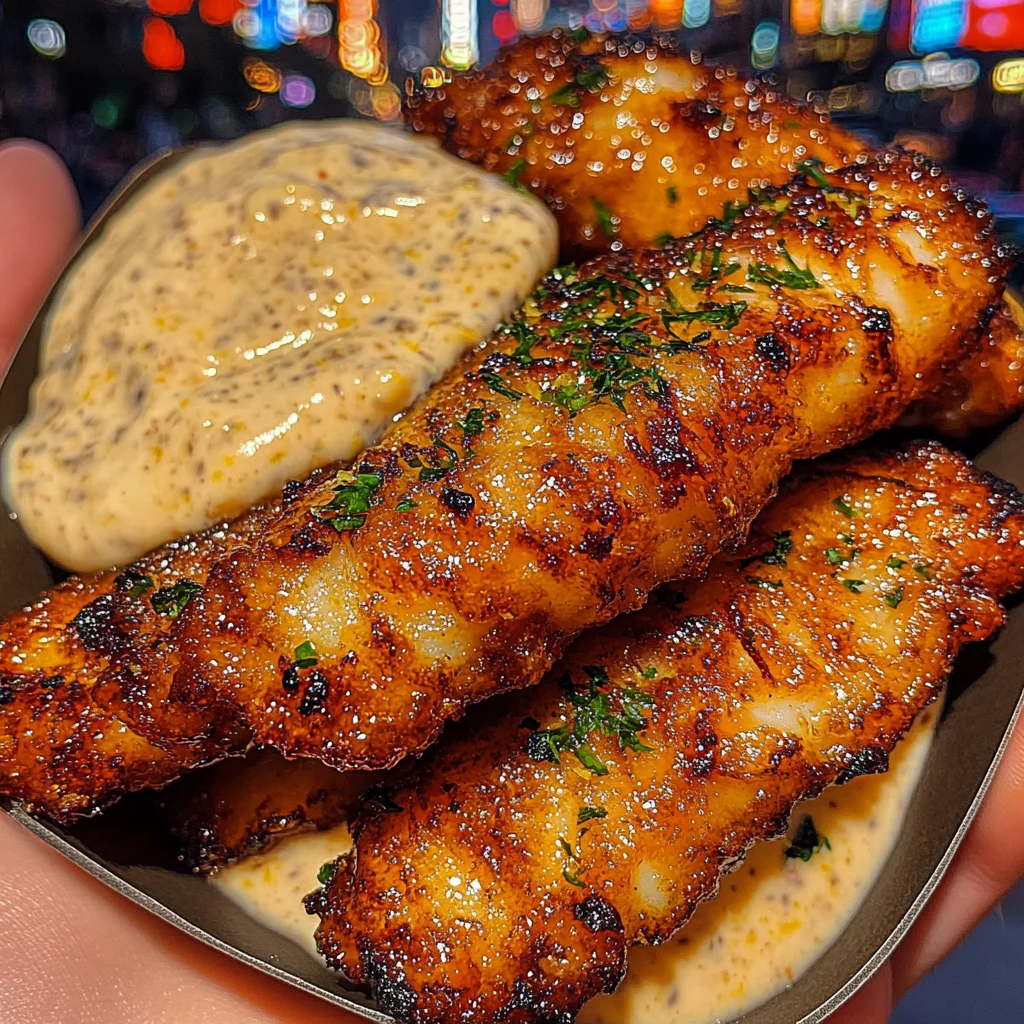 Crispy Lemon Garlic Fish Strips with Tartar Sauce