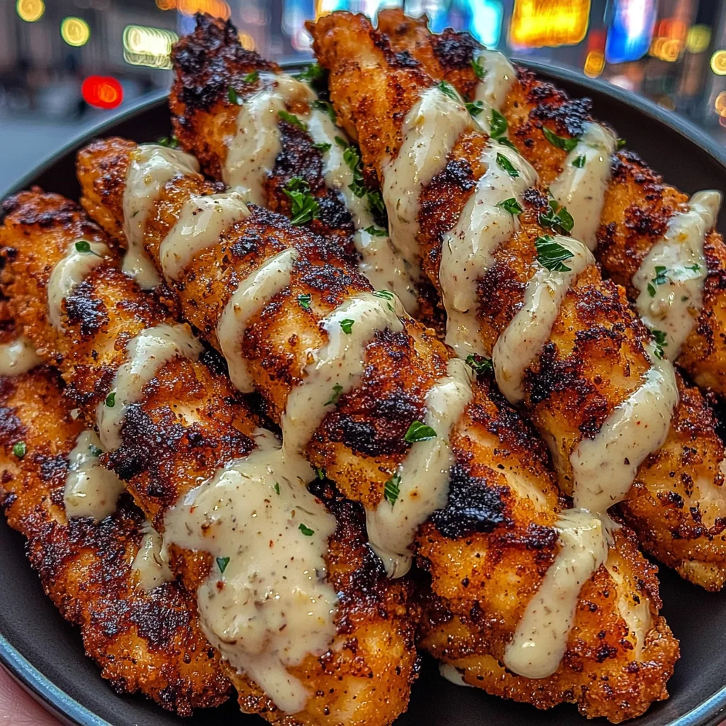 Garlic Butter Chicken Strips with Ranch Dressing
