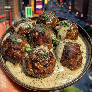 Garlic Butter Meatballs with Herb Cream