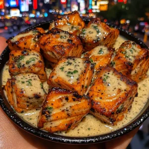Golden Salmon Cubes with Creamy Herb Ranch