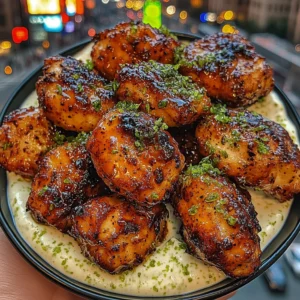 Honey Chili Chicken Bites with Cool Lime Cream