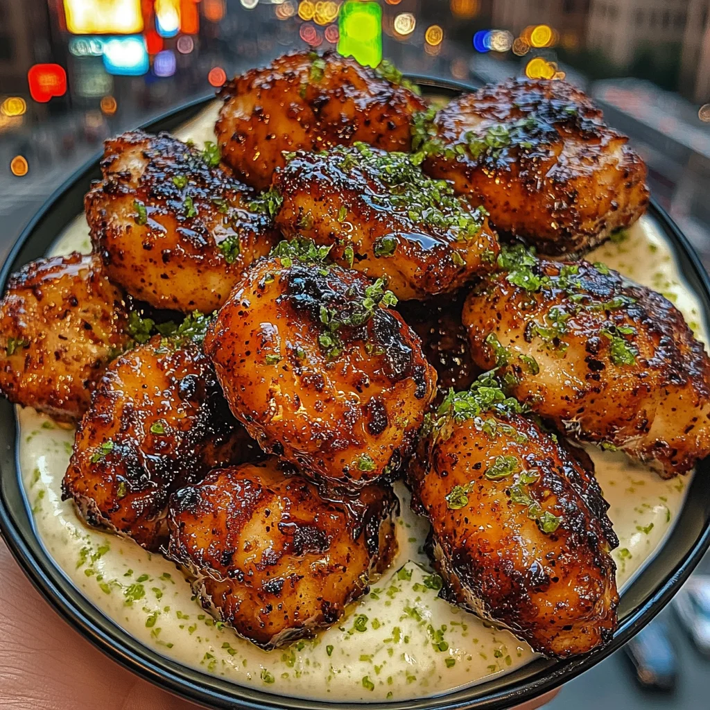 Honey Chili Chicken Bites with Cool Lime Cream