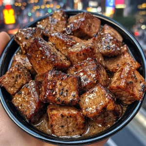 Honey Glazed Beef Cubes with Teriyaki Sauce