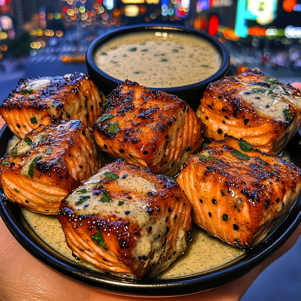 Honey Glazed Salmon Bites with Ginger Ranch