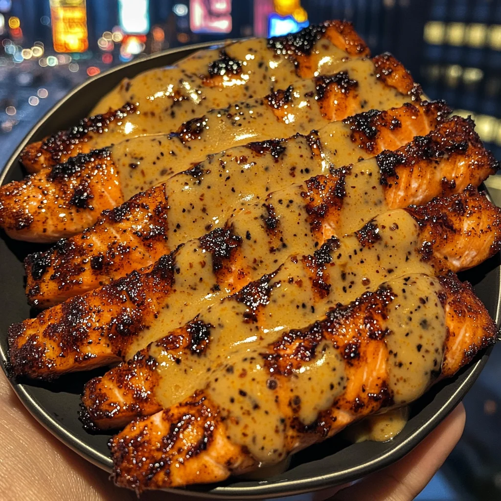 Honey Glazed Salmon Strips with Spicy Mango Sauce