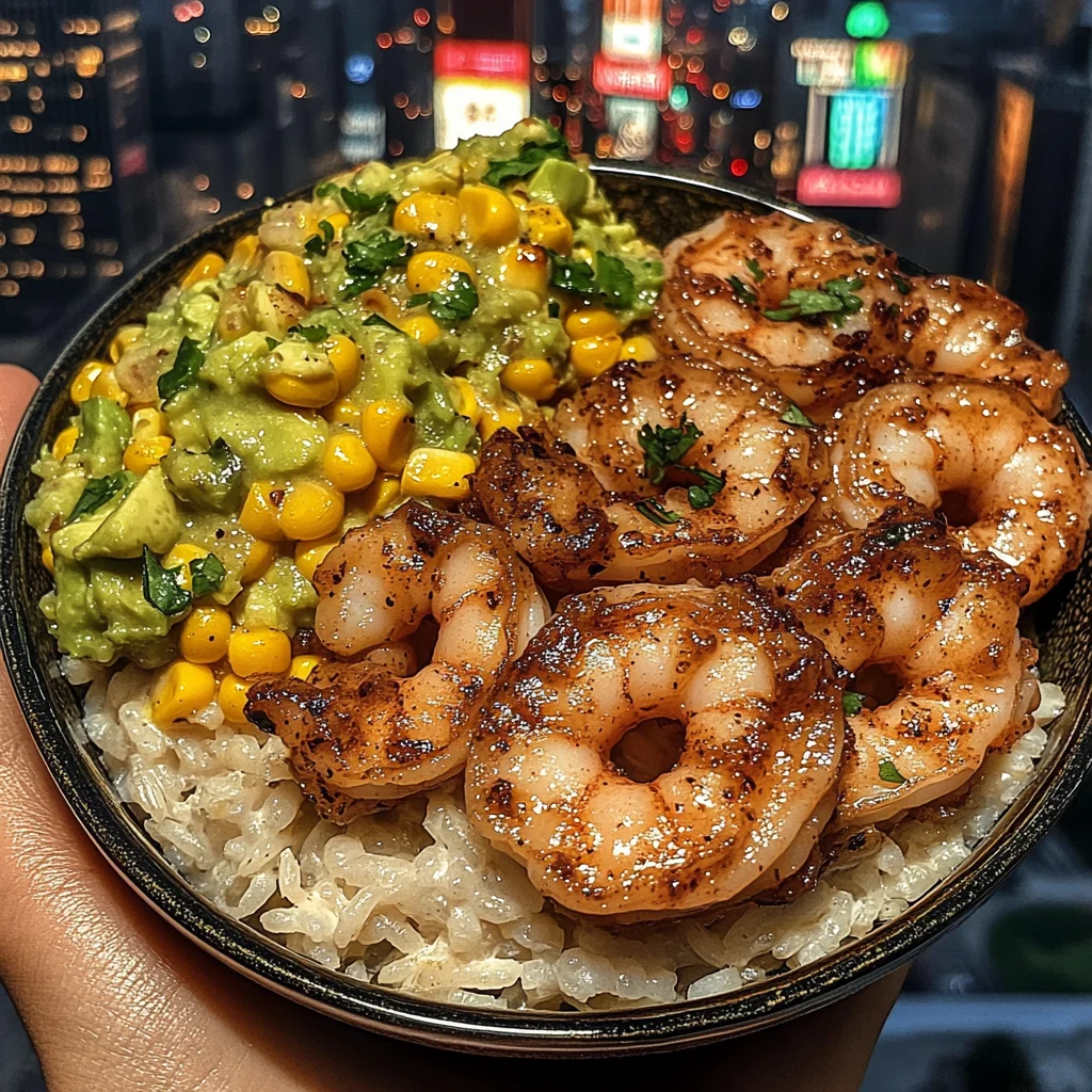 Shrimp Rice Bowl with Corn & Avocado Salsa