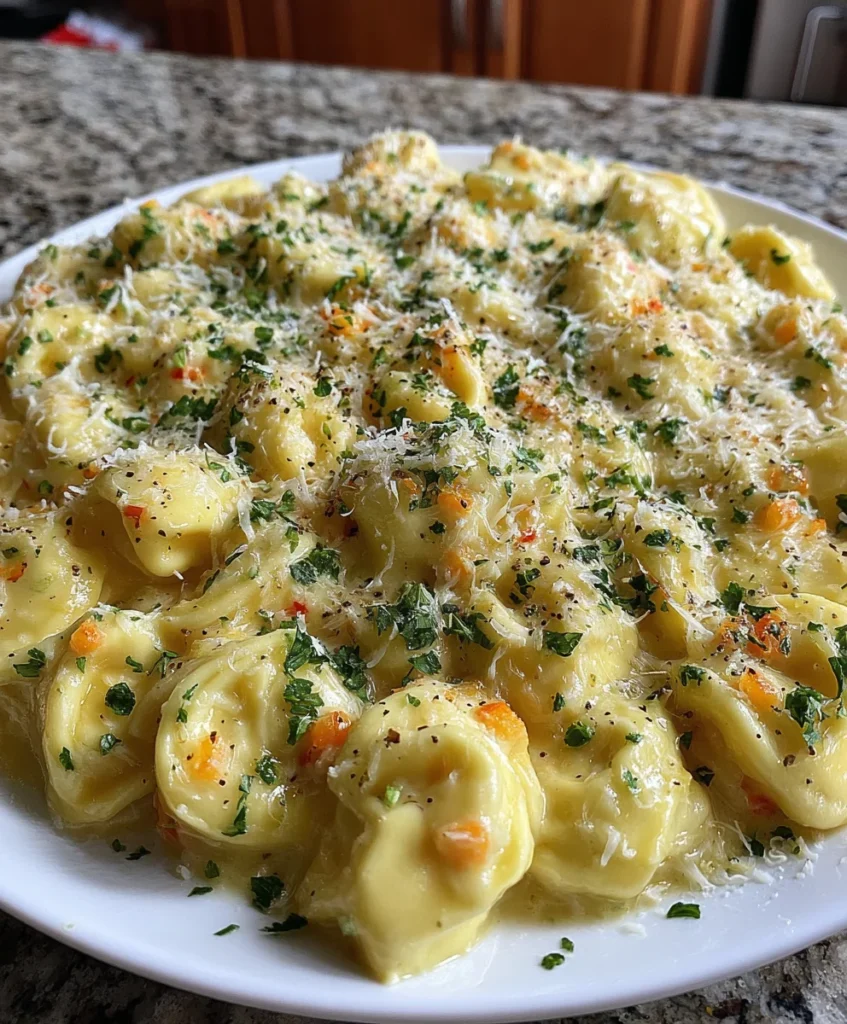 Slow Cooker Creamy Chicken Alfredo Tortellini