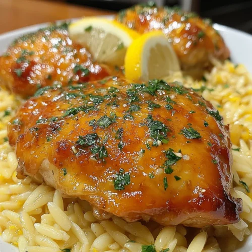 Slow Cooker Lemon Garlic Chicken & Orzo