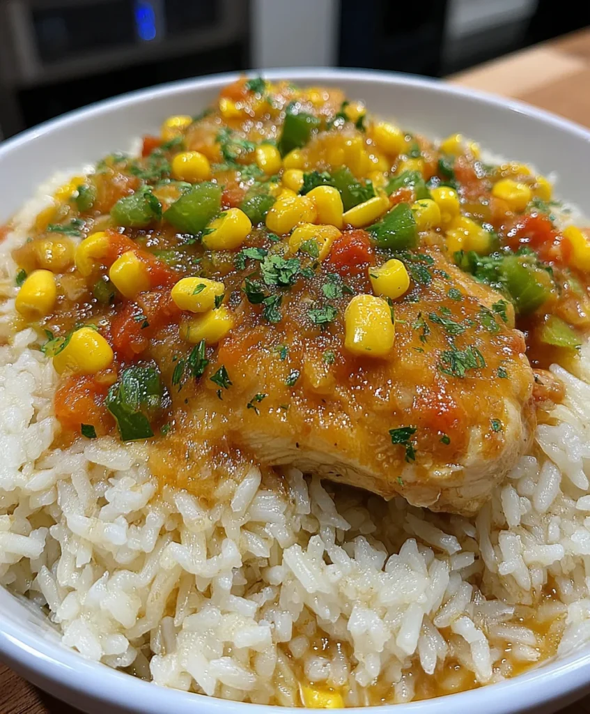 Slow Cooker Mexican Fiesta Chicken & Rice