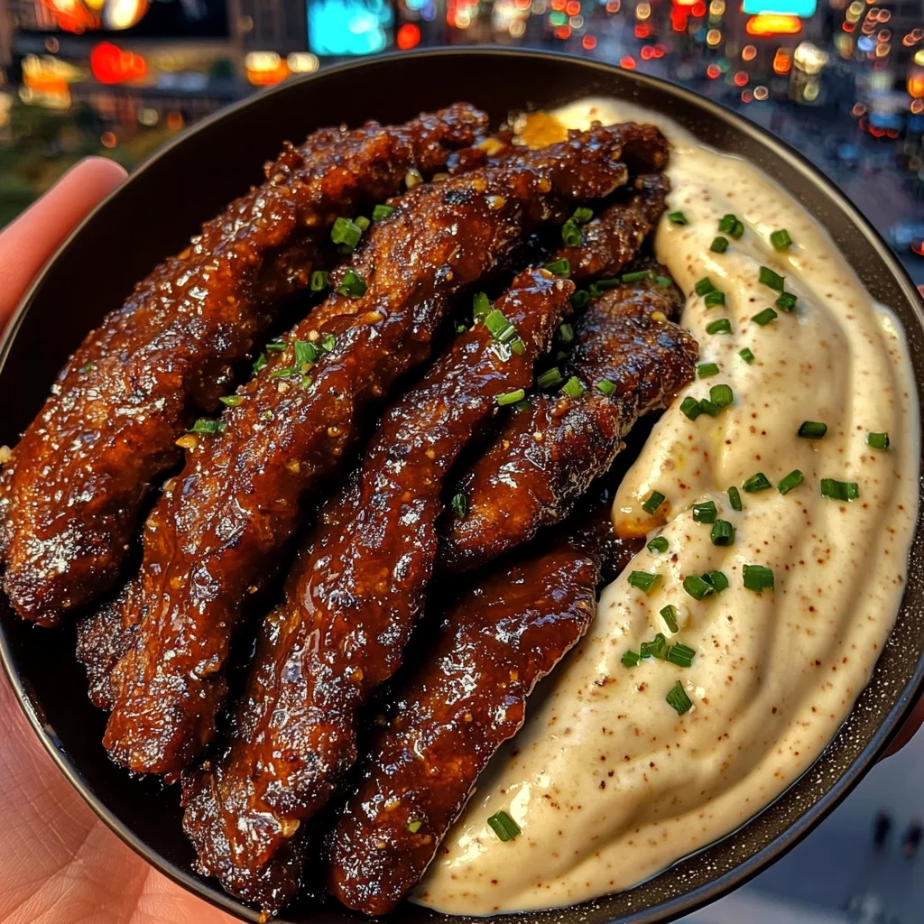 Smoky BBQ Beef Strips with Buttermilk Cream