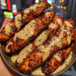 Spicy BBQ Chicken Strips with Garlic Ranch Sauce