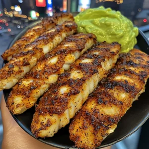 Spicy Cajun Cod Strips with Cool Avocado Dip