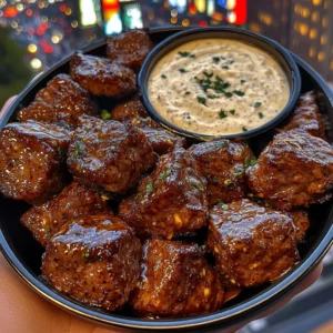 Spicy Garlic Beef Cubes with Cool Ranch Dip
