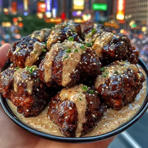 Spicy Teriyaki Beef Bites with Sesame Cream