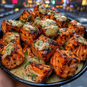 Sweet Chili Salmon Cubes with Zesty Lime Sauce