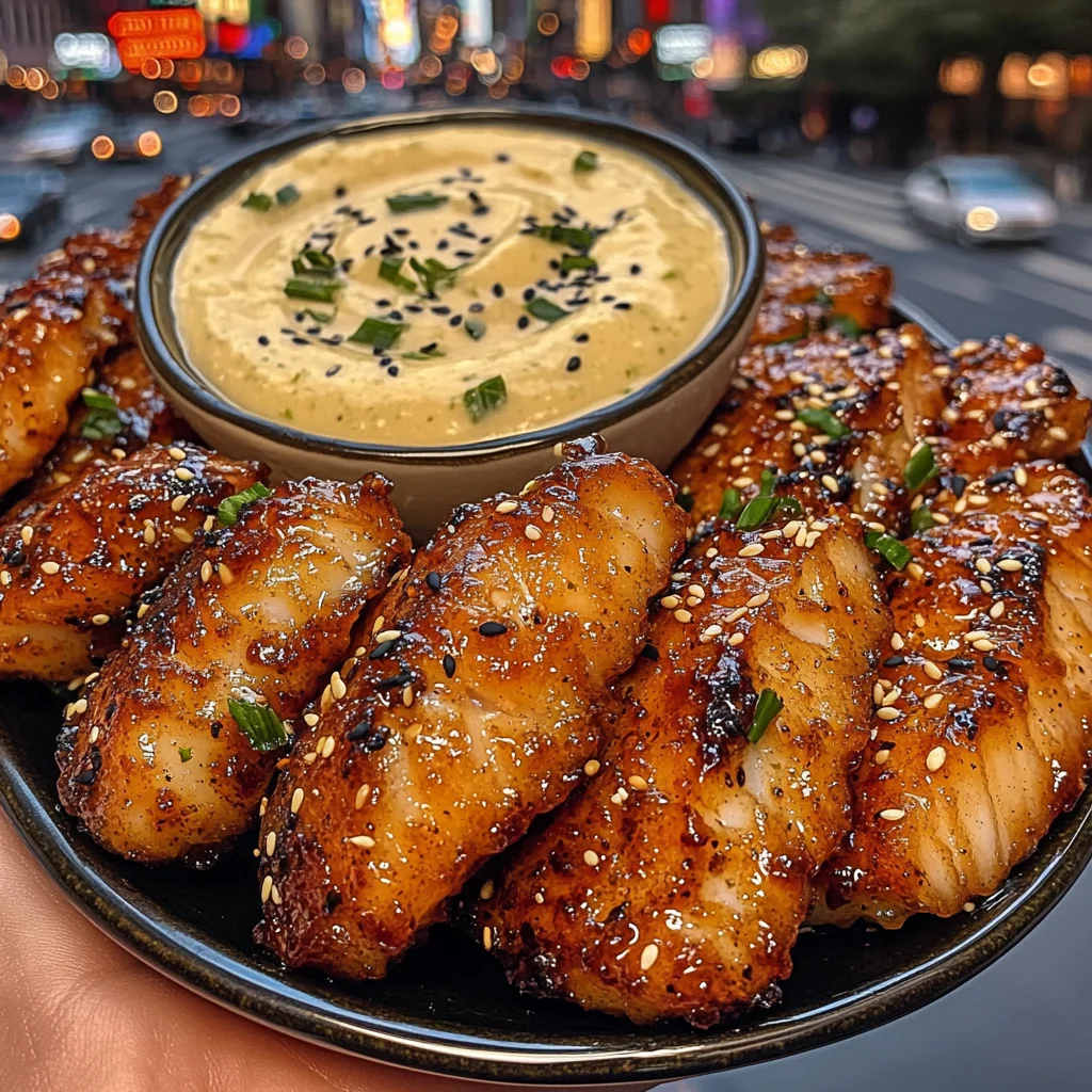 Sweet Sesame Fish Bites with Ginger Lime Dip