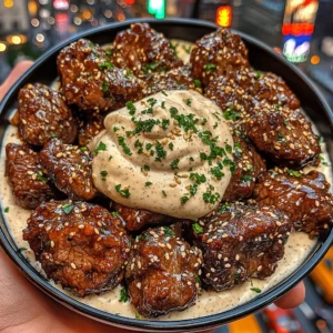 Sweet Teriyaki Beef Bites with Sesame Cream
