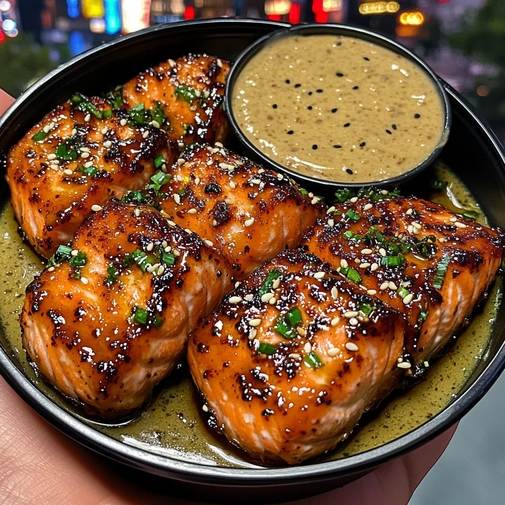 Sweet Teriyaki Salmon Bites with Sesame Dip