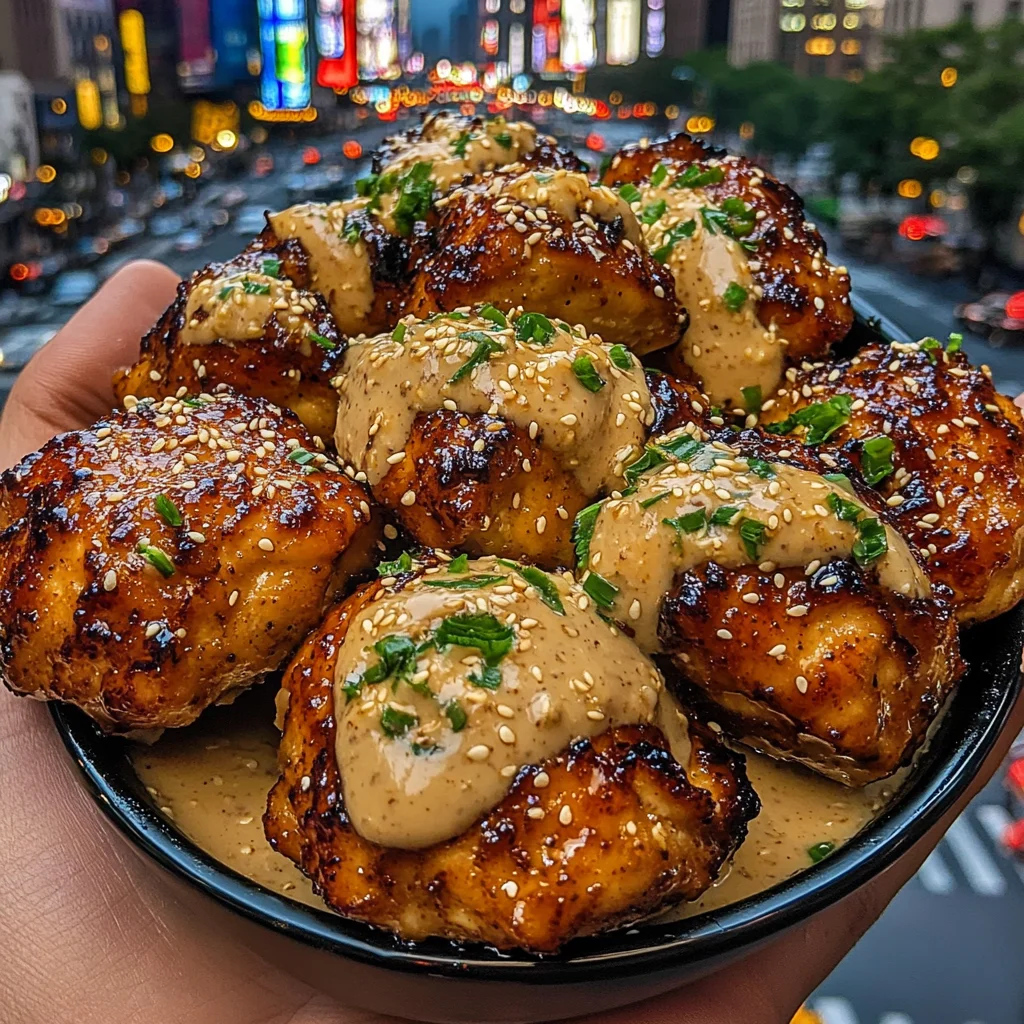 Teriyaki Chicken Bites with Sesame Cream Sauce