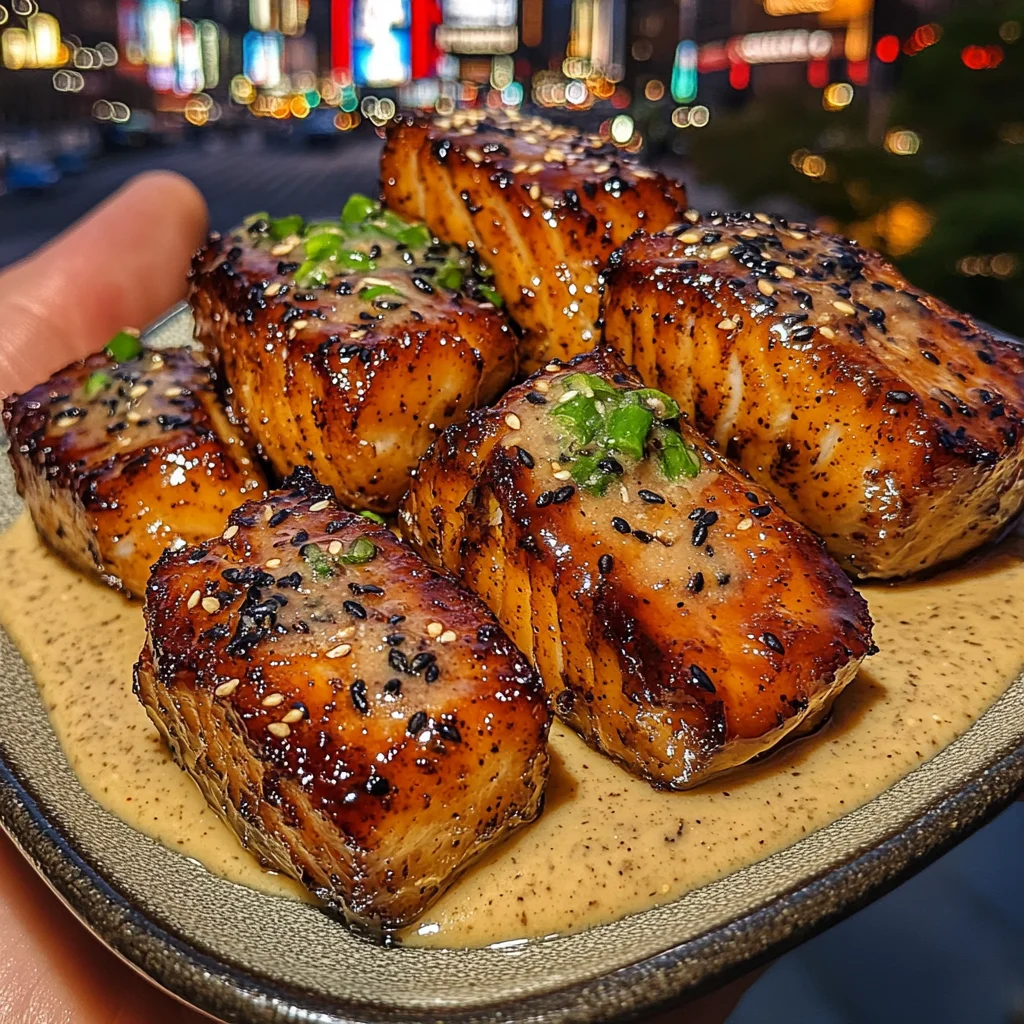 Teriyaki Glazed Fish Bites with Sesame Cream Sauce