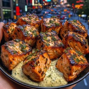 Zesty Chili Salmon Bites with Herb Mayo