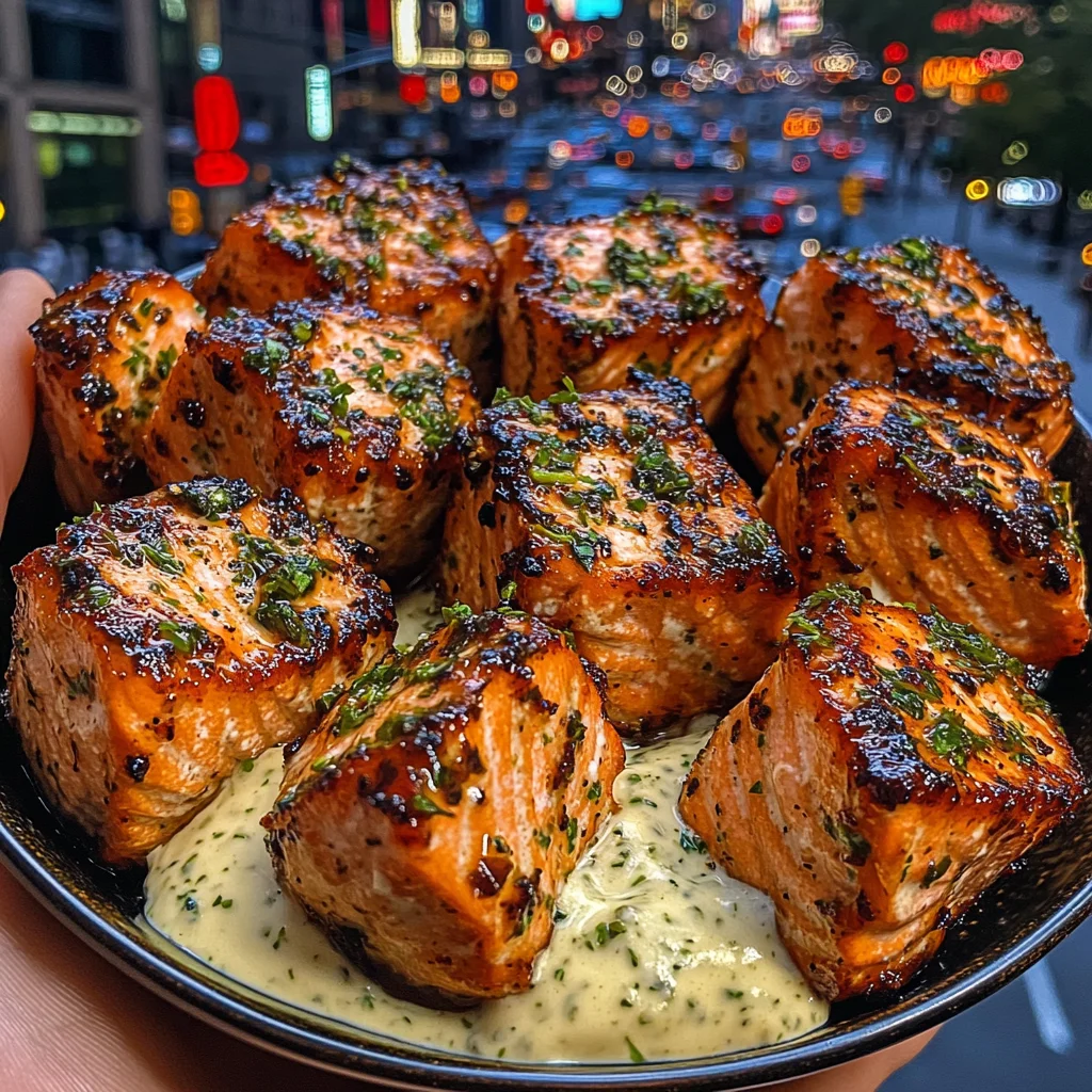 Zesty Chili Salmon Bites with Herb Mayo