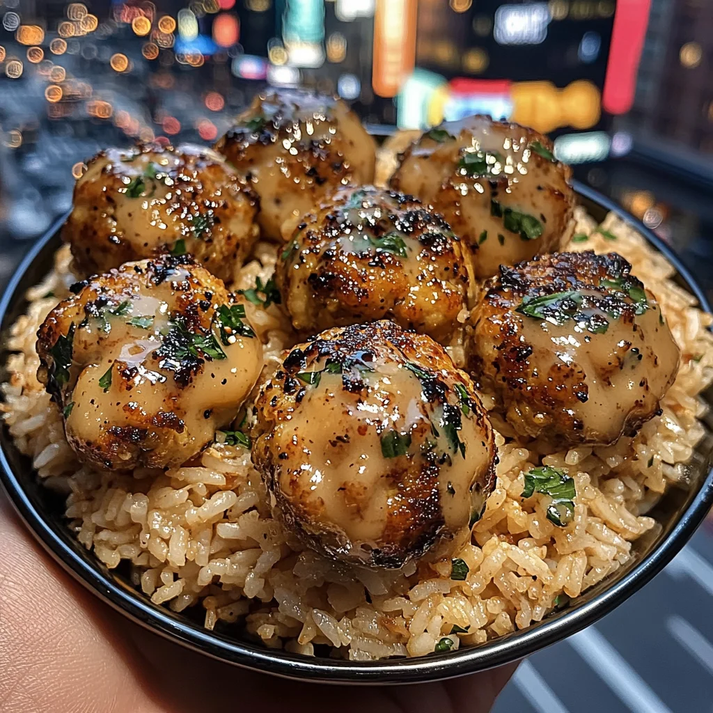 Asian-Style Shrimp Meatballs with Fried Rice