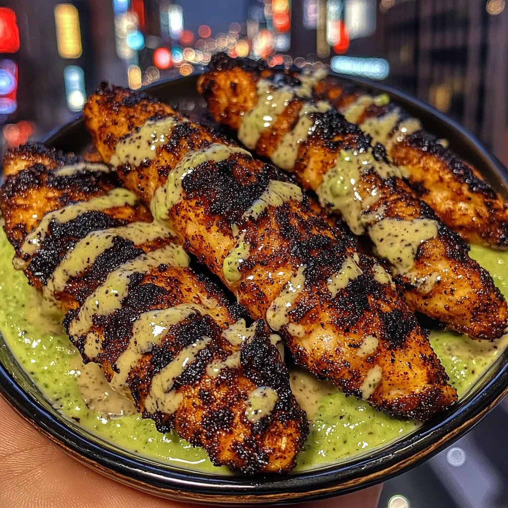 Blackened Chicken Strips with Avocado Ranch