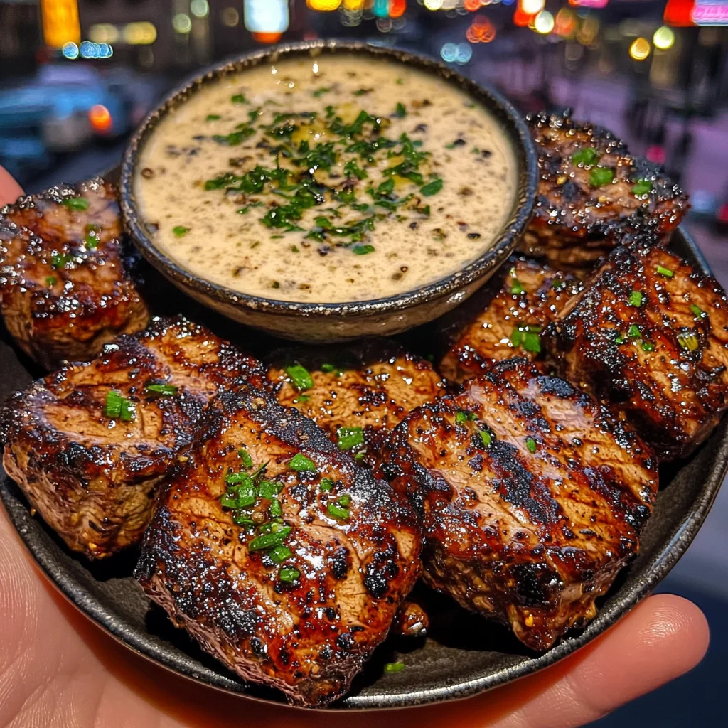 Butter Seared Steak Bites with Herb Garlic Dip