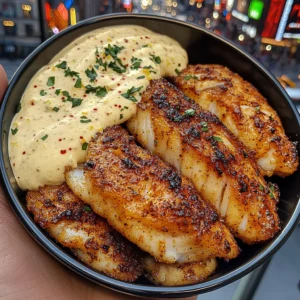 Cajun Cod Strips with Lemon Cream Dip